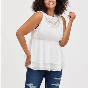 NWT! Torrid lace inset baby doll top!